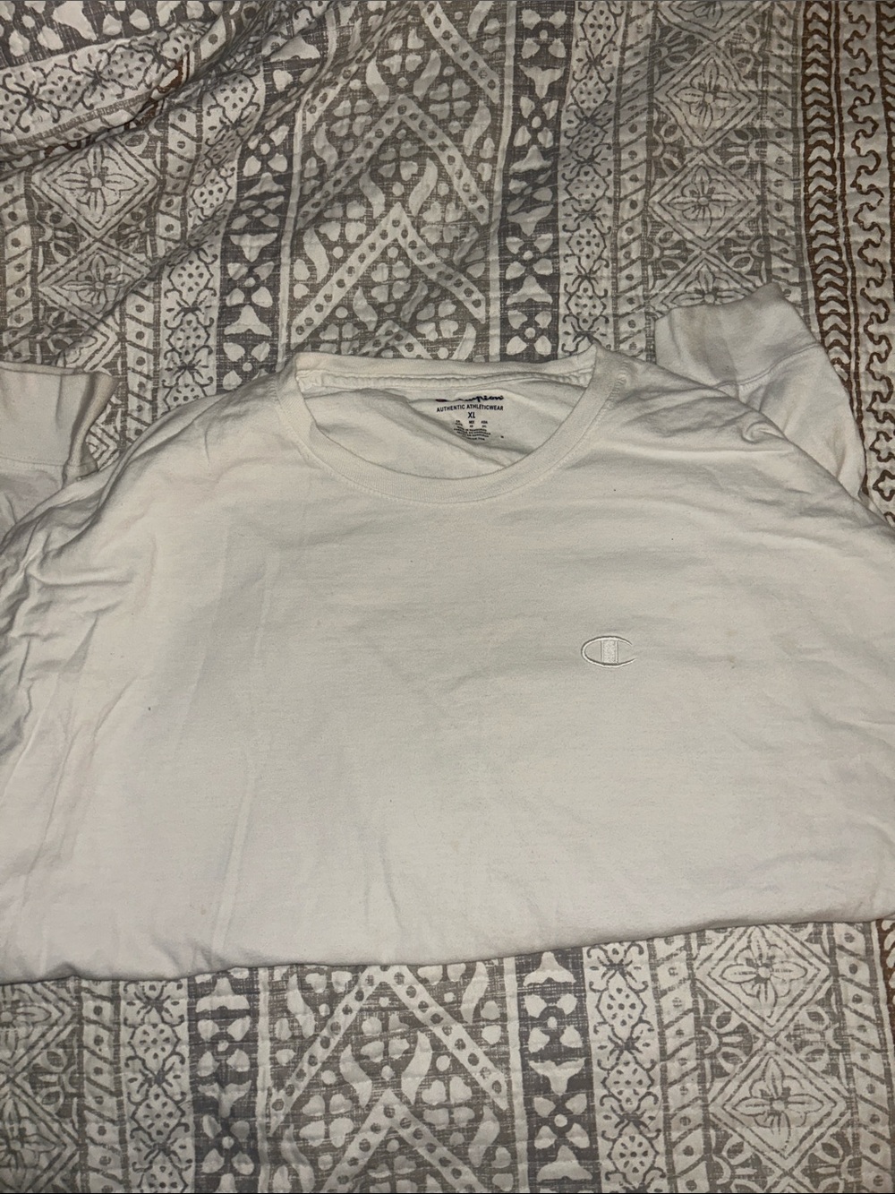 Champion White Long-Sleeve Crewneck Shirt